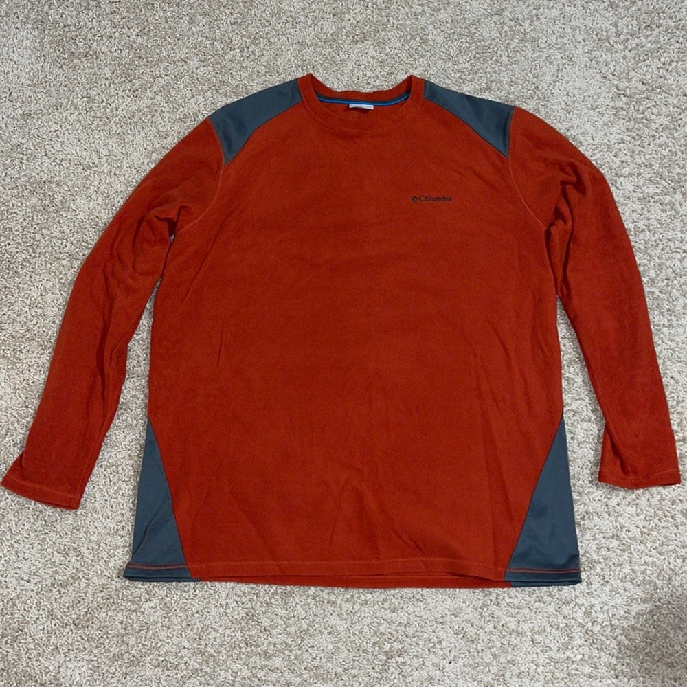 EUC Men’s Columbia Fleece Pullover Burnt Orange/Gray Accents Fleece Size XXL